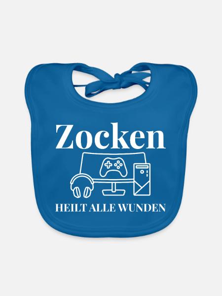 Zocken Heilt Alle Wunden - Baby Bio-Lätzchen - Pfauenblau
