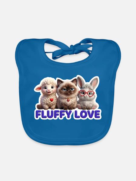 Fluffy Liebe Trio - Baby Bio-Lätzchen - Pfauenblau