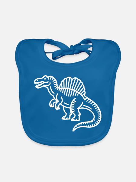 Stegosaurus Linienkunst - Baby Bio-Lätzchen - Pfauenblau - Vorne