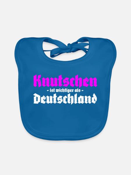Knutschen ist wichtiger als Deutschland - Baby Bio-Lätzchen - Pfauenblau