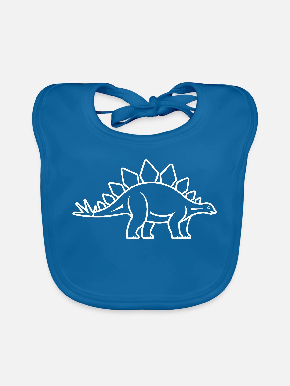 Stegosaurus Linienkunst - Baby Bio-Lätzchen - Pfauenblau - Vorne