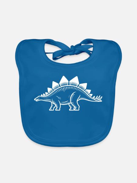Stegosaurus Silhouette Retro - Baby Bio-Lätzchen - Pfauenblau - Vorne