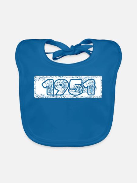 Jahreszahl 1951 - Baby Bio-Lätzchen - Pfauenblau