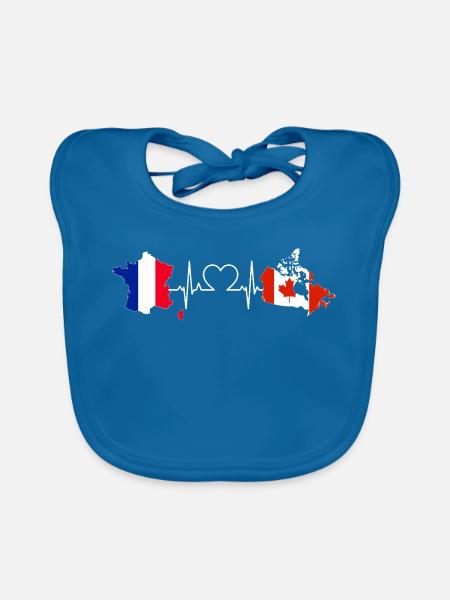 Heartbeat France Kanada - Baby Bio-Lätzchen - Pfauenblau - Vorne