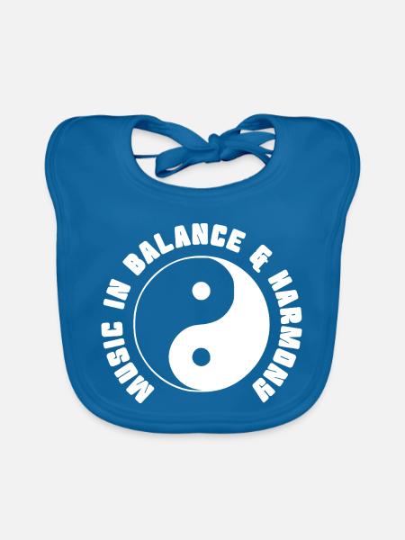 Yin Yang Symbol - Music in Balance & Harmony - Baby Bio-Lätzchen - Pfauenblau - Vorne