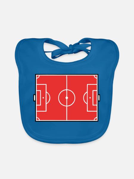 Fussballfeld Spielfeld Grafik - Baby Bio-Lätzchen - Pfauenblau - Vorne