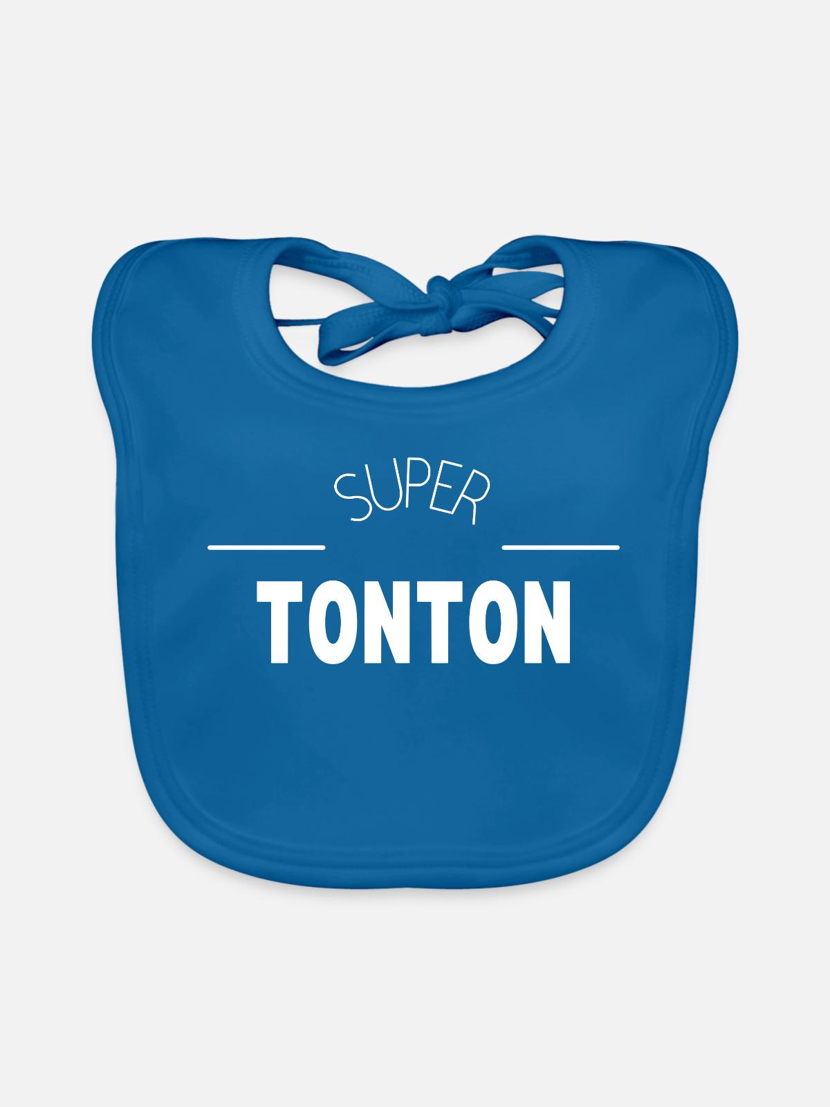 Super-Onkel - Baby Bio-Lätzchen - Pfauenblau - Vorne