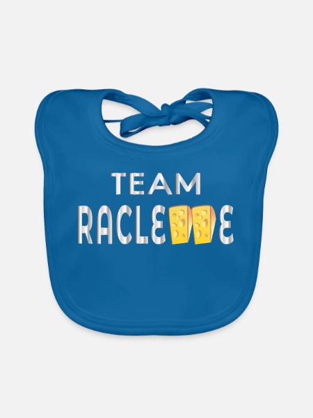 Team Raclette Käse - Baby Bio-Lätzchen - Pfauenblau - Vorne