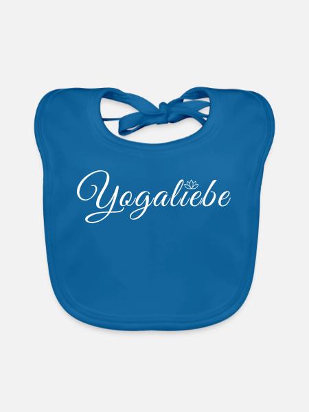 Yogaliebe Hobby Yoga Fan Lotusblume Namaste - Baby Bio-Lätzchen - Pfauenblau - Vorne