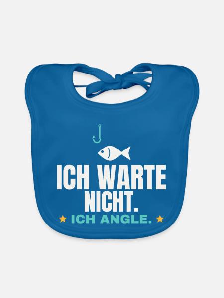 Ich warte nicht Ich angle Angler Angeln Lustiges - Baby Bio-Lätzchen - Pfauenblau - Vorne