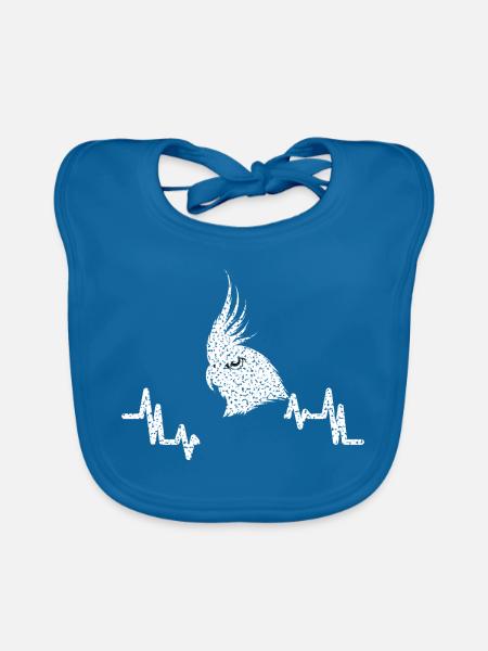Nymphensittich - Velcro Bird With A Mohawk - Vogel - Baby Bio-Lätzchen - Pfauenblau - Vorne