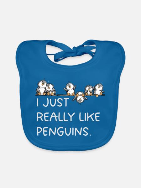 Pinguine Spruch Penguin Lover Tierhumor Cartoon - Baby Bio-Lätzchen - Pfauenblau - Vorne