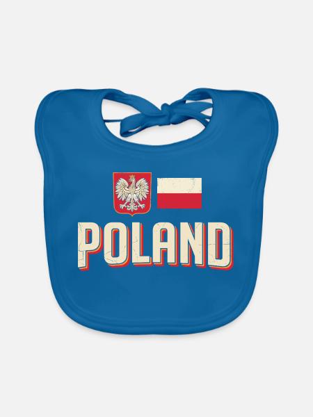 Polen Emblem Retro Flagge - Baby Bio-Lätzchen - Pfauenblau - Vorne