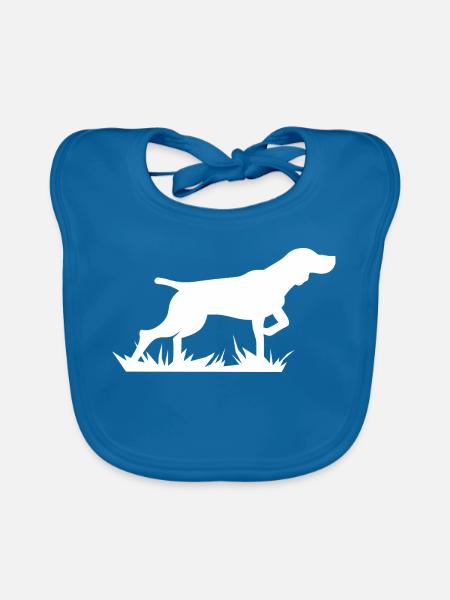 Laufender Hund im Gras - Baby Bio-Lätzchen - Pfauenblau