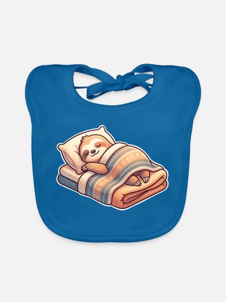 Faultier - Baby Bio-Lätzchen - Pfauenblau - Vorne