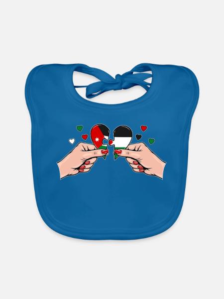 Jordanien Frauenhände Herzpuzzle - Baby Bio-Lätzchen - Pfauenblau - Vorne