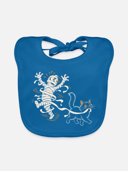 Die Katze und die Mumie - Baby Bio-Lätzchen - Pfauenblau - Vorne