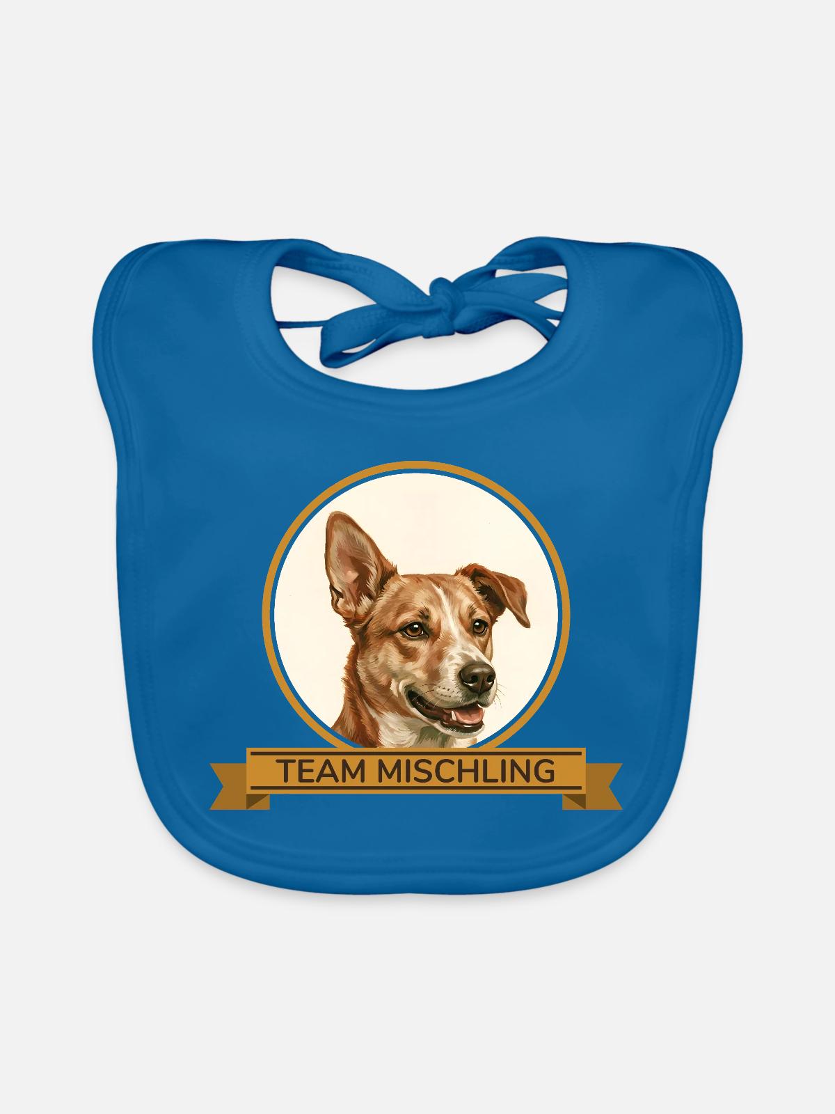 Team Mischling - Baby Bio-Lätzchen - Pfauenblau - Vorne