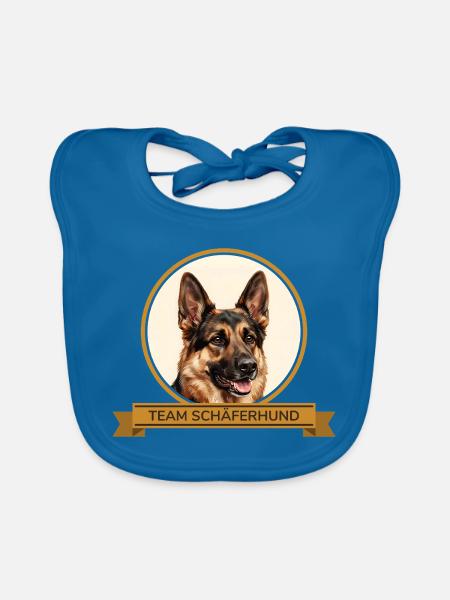 Team Schäferhund - Baby Bio-Lätzchen - Pfauenblau - Vorne