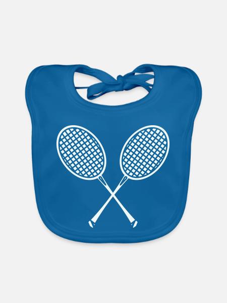 Kreuzende Badminton Schläger Grafik - Baby Bio-Lätzchen - Pfauenblau - Vorne