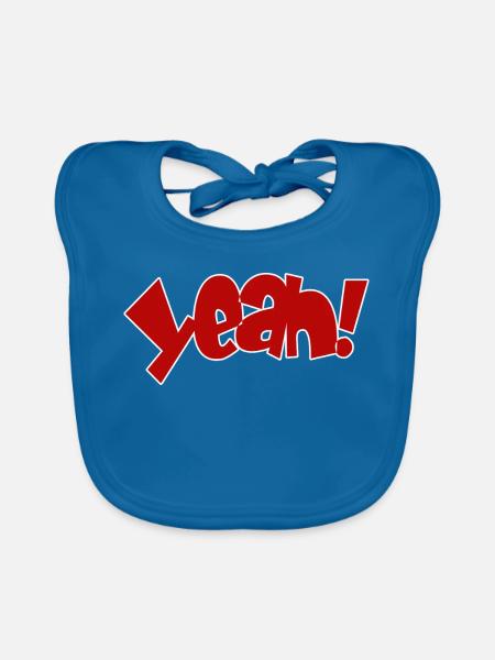 Yeah Cartoon Pop Design - Baby Bio-Lätzchen - Pfauenblau - Vorne