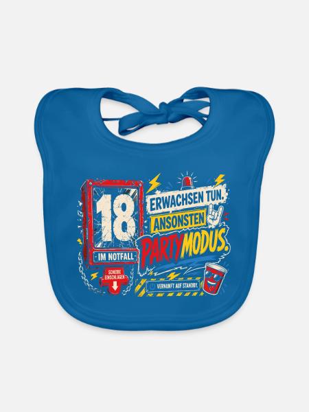 18 Geburtstag Volljährig Party Geschenk Humor - Baby Bio-Lätzchen - Pfauenblau - Vorne