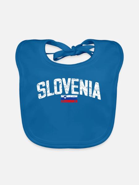 Slovenia - Grunge - National Flag - Slowenien - Baby Bio-Lätzchen - Pfauenblau - Vorne