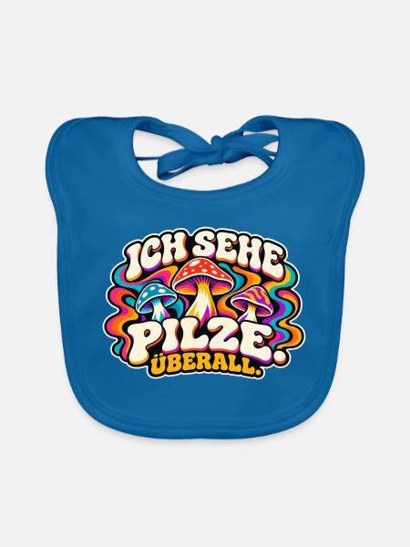 Ich Sehe Pilze Überall - Baby Bio-Lätzchen - Pfauenblau
