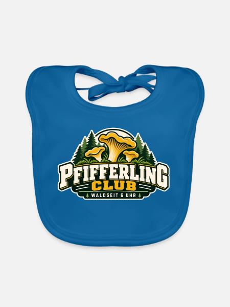 Pfifferling Club Waldlogo - Baby Bio-Lätzchen - Pfauenblau - Vorne