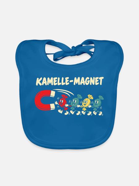 Kamelle Magnet Zoch Rosenmontag Kölner Karneval - Baby Bio-Lätzchen - Pfauenblau - Vorne