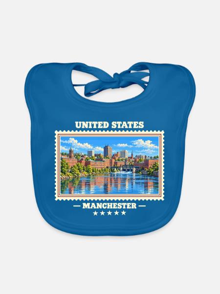 Vereinigte Staaten Manchester New Hampshire - Baby Bio-Lätzchen - Pfauenblau - Vorne