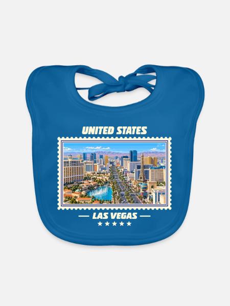 Vereinigte Staaten Las Vegas Vintage Reisemarke - Baby Bio-Lätzchen - Pfauenblau - Vorne
