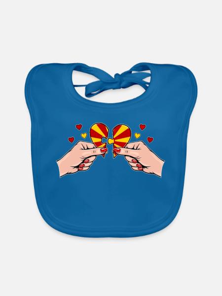 Mazedonien Frauenhände Herzpuzzle - Baby Bio-Lätzchen - Pfauenblau