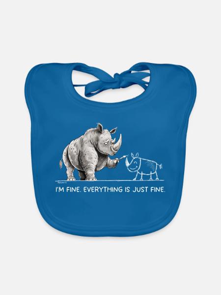 Nashorn Statement I’m Fine Sarkasmus Humor - Baby Bio-Lätzchen - Pfauenblau