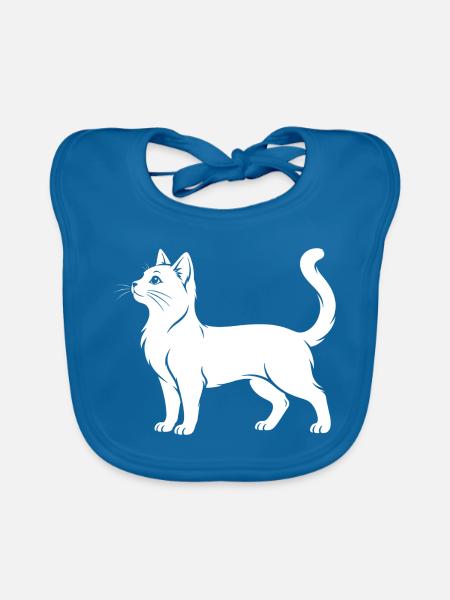 Weiße Katzen-Silhouette - Baby Bio-Lätzchen - Pfauenblau
