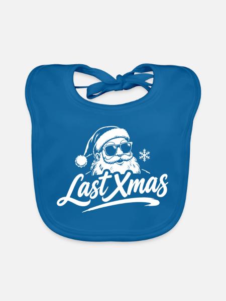 Last Xmas Santa - Baby Bio-Lätzchen - Pfauenblau - Vorne