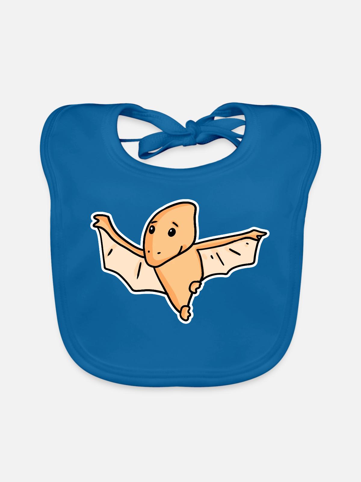 Dinosaurier Vogel Kinder - Baby Bio-Lätzchen - Pfauenblau - Vorne