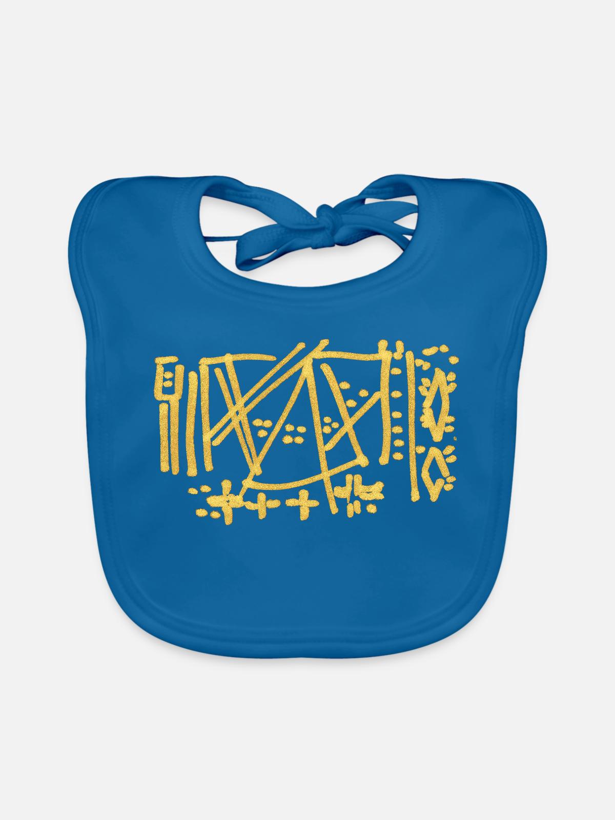 Wikinger Muster Abstrakt - Baby Bio-Lätzchen - Pfauenblau - Vorne