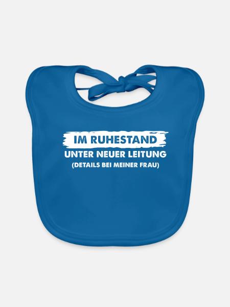 Lustiges Ruhestands - Baby Bio-Lätzchen - Pfauenblau - Vorne