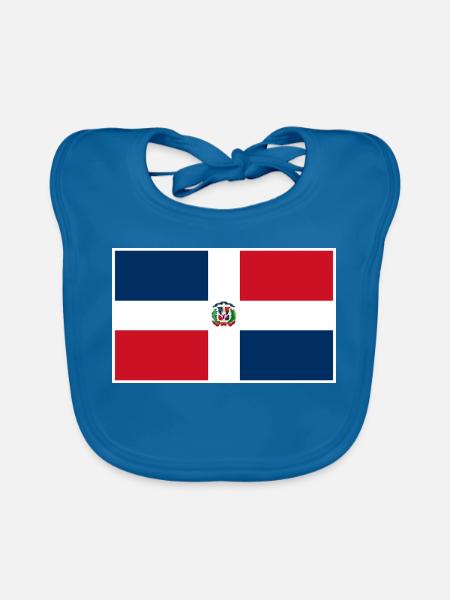 Dominican Republic Flag Classic Frame - Baby Bio-Lätzchen - Pfauenblau - Vorne