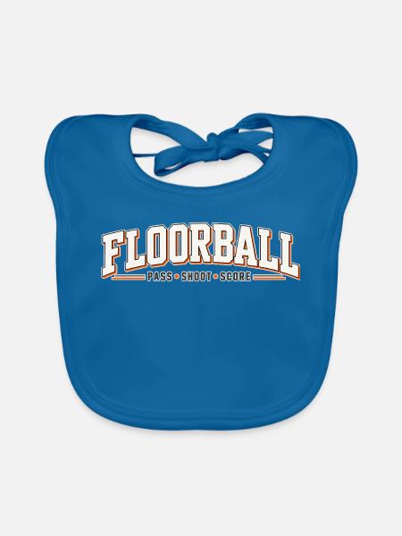 Floorball Kraft: Pass Schuss Treffer - Baby Bio-Lätzchen - Pfauenblau - Vorne