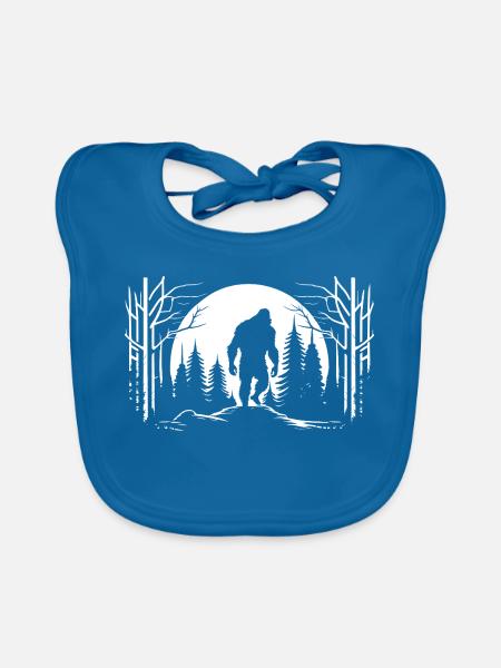 Bigfoot Moon Forest Night Silhouette - Baby Bio-Lätzchen - Pfauenblau