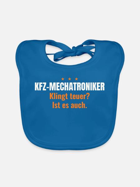 Kfz-Mechatroniker – Klingt teuer? (dunkel) - Baby Bio-Lätzchen - Pfauenblau - Vorne
