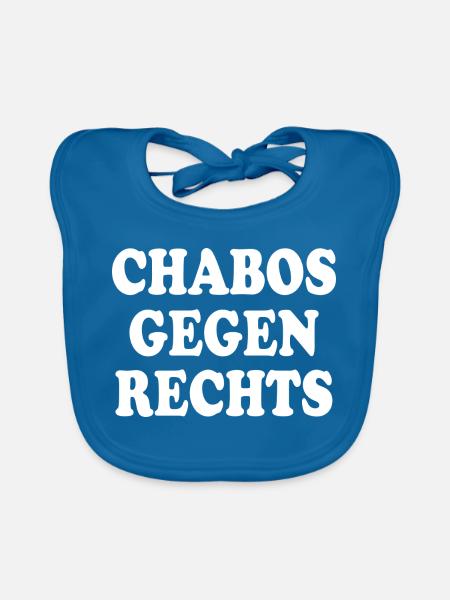 Chabos gegen rechts - Baby Bio-Lätzchen - Pfauenblau - Vorne