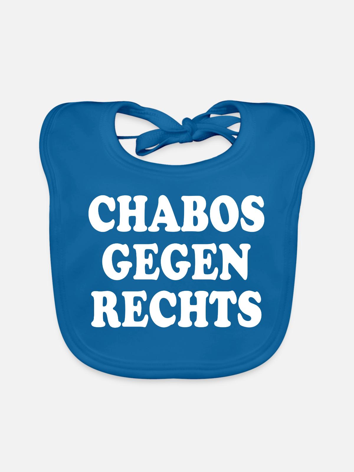 Chabos gegen rechts - Baby Bio-Lätzchen - Pfauenblau - Vorne