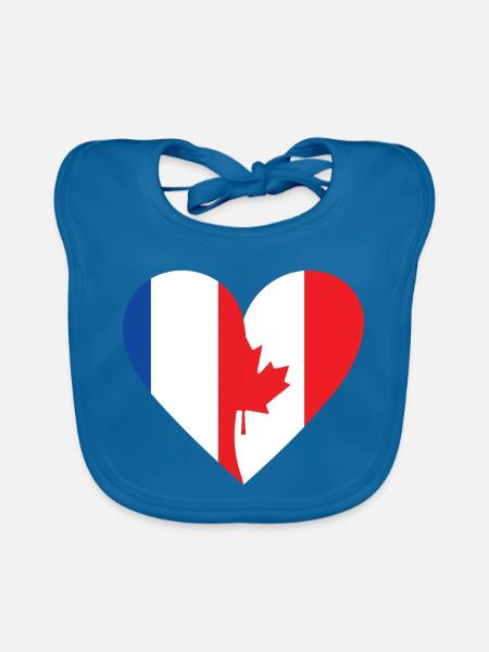 Frankreich & Kanada Flagge | Franco-kanadisches Geschenk - Baby Bio-Lätzchen - Pfauenblau