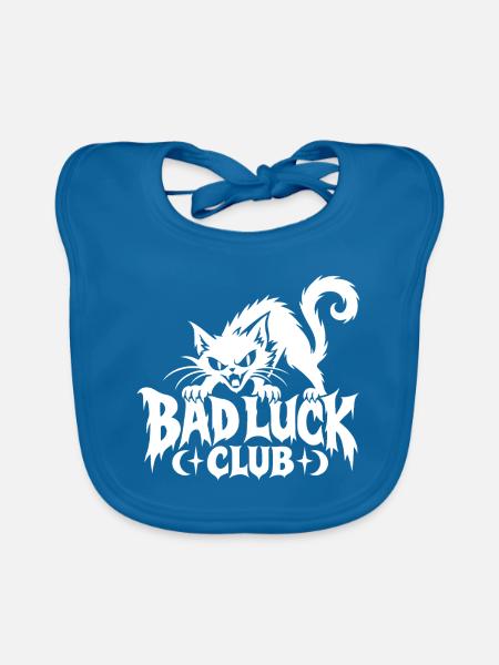 Bad Luck Club Katzengrafik - Baby Bio-Lätzchen - Pfauenblau