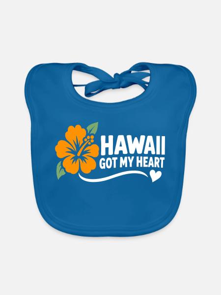 Hawaii-Herzhibiskus - Baby Bio-Lätzchen - Pfauenblau