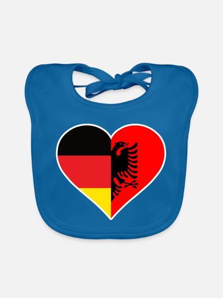 Deutschland Albanien Herz - Baby Bio-Lätzchen - Pfauenblau