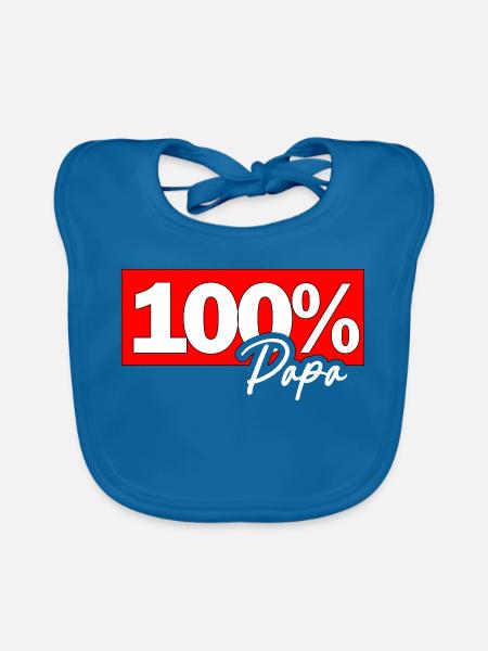 100% Papa Typo Grafik - Baby Bio-Lätzchen - Pfauenblau